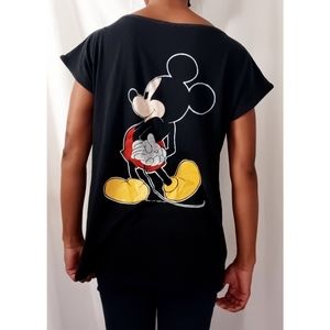 Vintage Disney Mickey Black Front and Back Tee 1071
